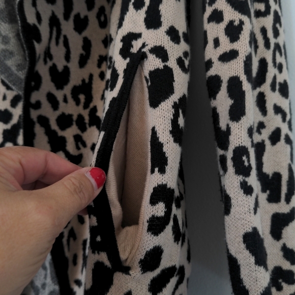 Jones New York Sweater Blazer Women's Large Animal Print Cotton Wool Long Sleeve - Picture 4 of 10